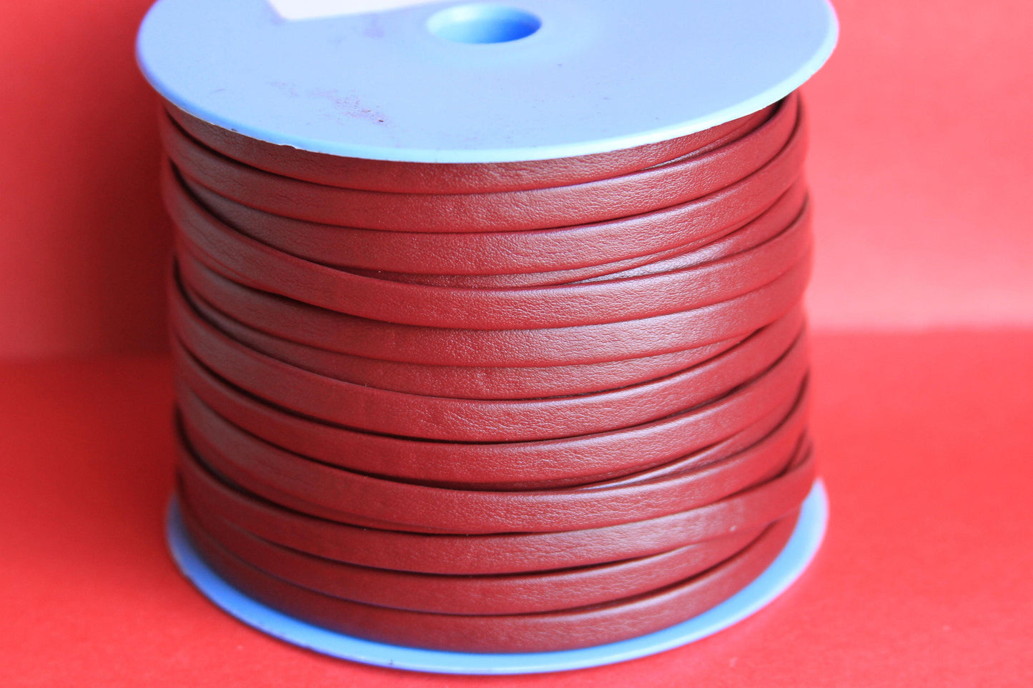 MADE in EUROPE 1 yard of 6mm flat leather cord, bordeaux folded 6mm leather cord, dark red 6mm leather cord (TD6bur)