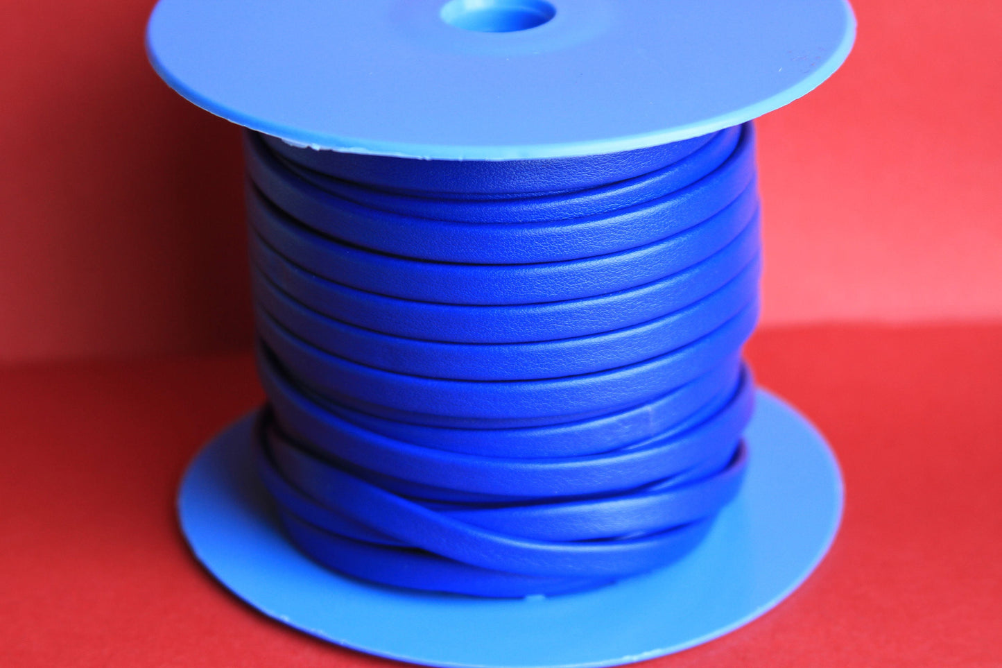 MADE in EUROPE 1 yard of 6mm flat leather cord, blue folded 6mm leather cord, blue 6mm leather cord (TD6aze)