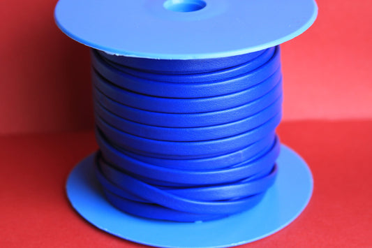 MADE in EUROPE 1 yard of 6mm flat leather cord, blue folded 6mm leather cord, blue 6mm leather cord (TD6aze)