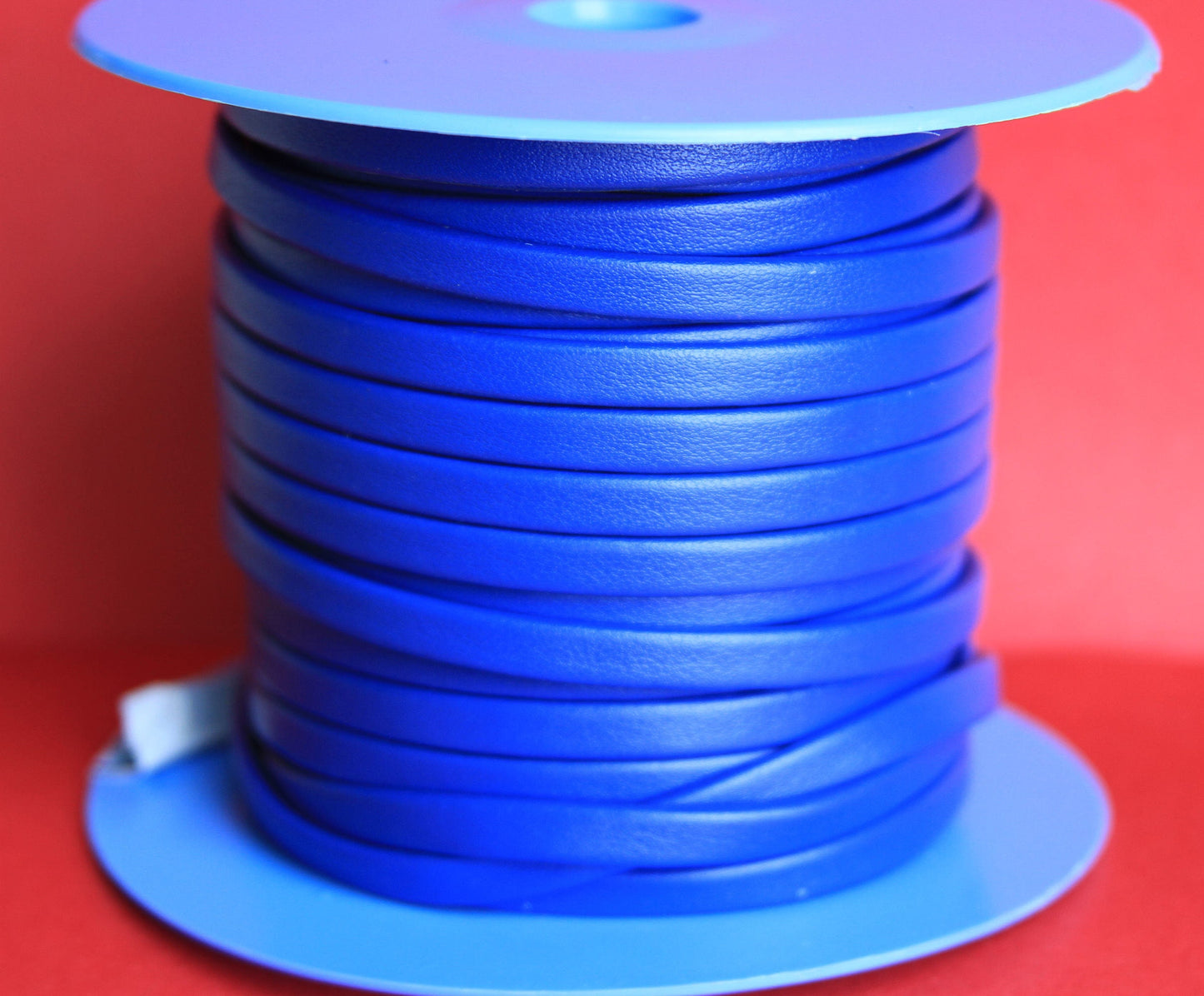 MADE in EUROPE 1 yard of 6mm flat leather cord, blue folded 6mm leather cord, blue 6mm leather cord (TD6aze)