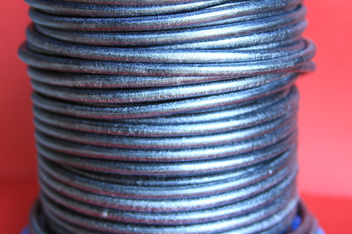 MADE IN SPAIN 2 feet (24"=61CM) metallic black round leather cord, 5mm round leather cord, (5Mtneg)