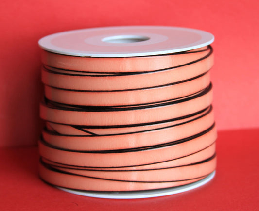 MADE in EUROPE 24" flat leather cord, salmon color 10mm leather cord, genuine leather cord (221/10/31)