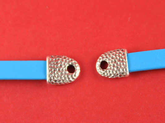 6/6 MADE IN EUROPE 2 cord ends, 12mm hole cord ends, leather cord end caps, leather cord clasp, flat leather cord end (X5853AS)Qty2