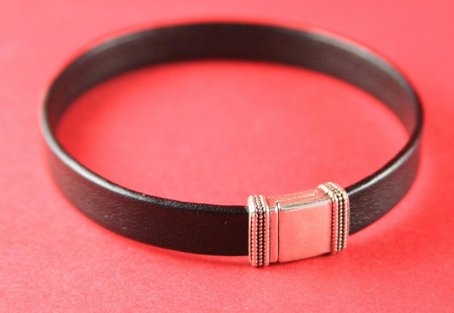 FC0187>> MADE in EUROPE zamak  clasp, 10mm flat cord clasp, flat leather cord  clasp, silver finished clasp (TM10x2BICS) Qty1