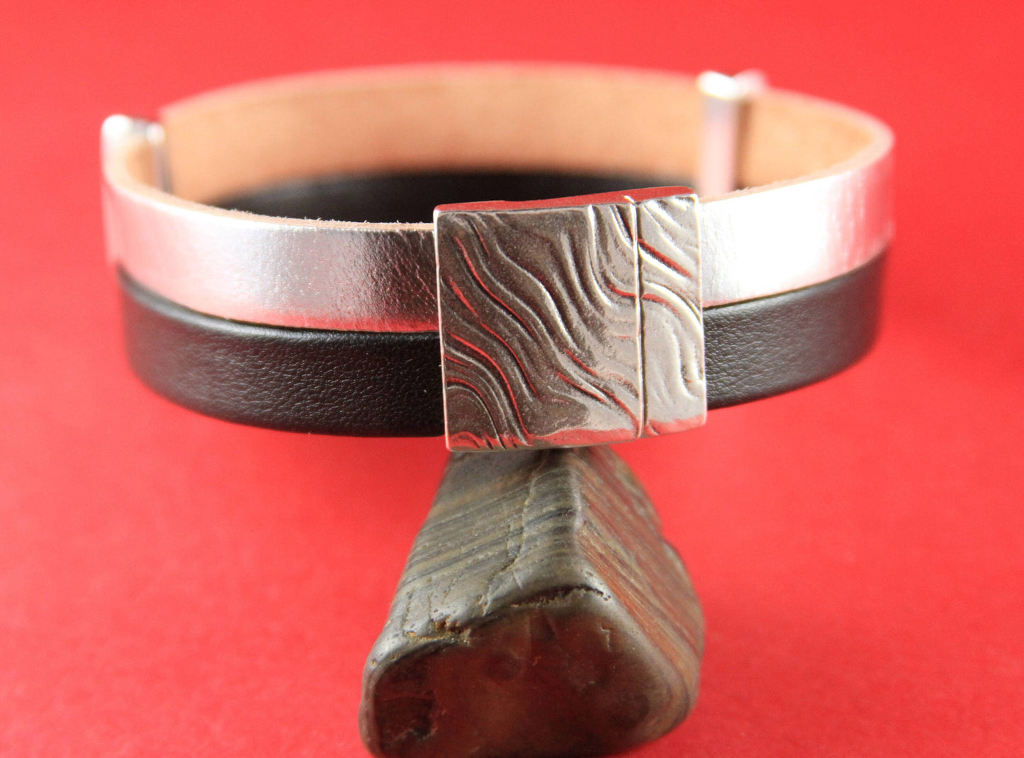 FC0077>> MADE in EUROPE zamak clasp, 20mm flat cord clasp, wavy clasp, silver clasp Qty1