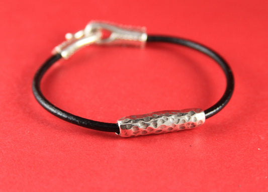 RS0085>>MADE IN EUROPE  zamak tube  slider, hammered zamak tube, round cord slider, 3mm leather  slider ( ablz152s)Qty1