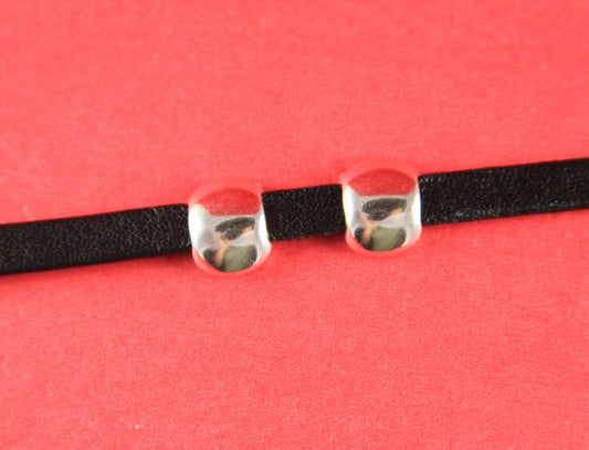 FS0216>>MADE in EUROPE 4 zamak sliders for 5mm cord, flat cord slider, zamak round flat  slider (ABLZ154s) qty4
