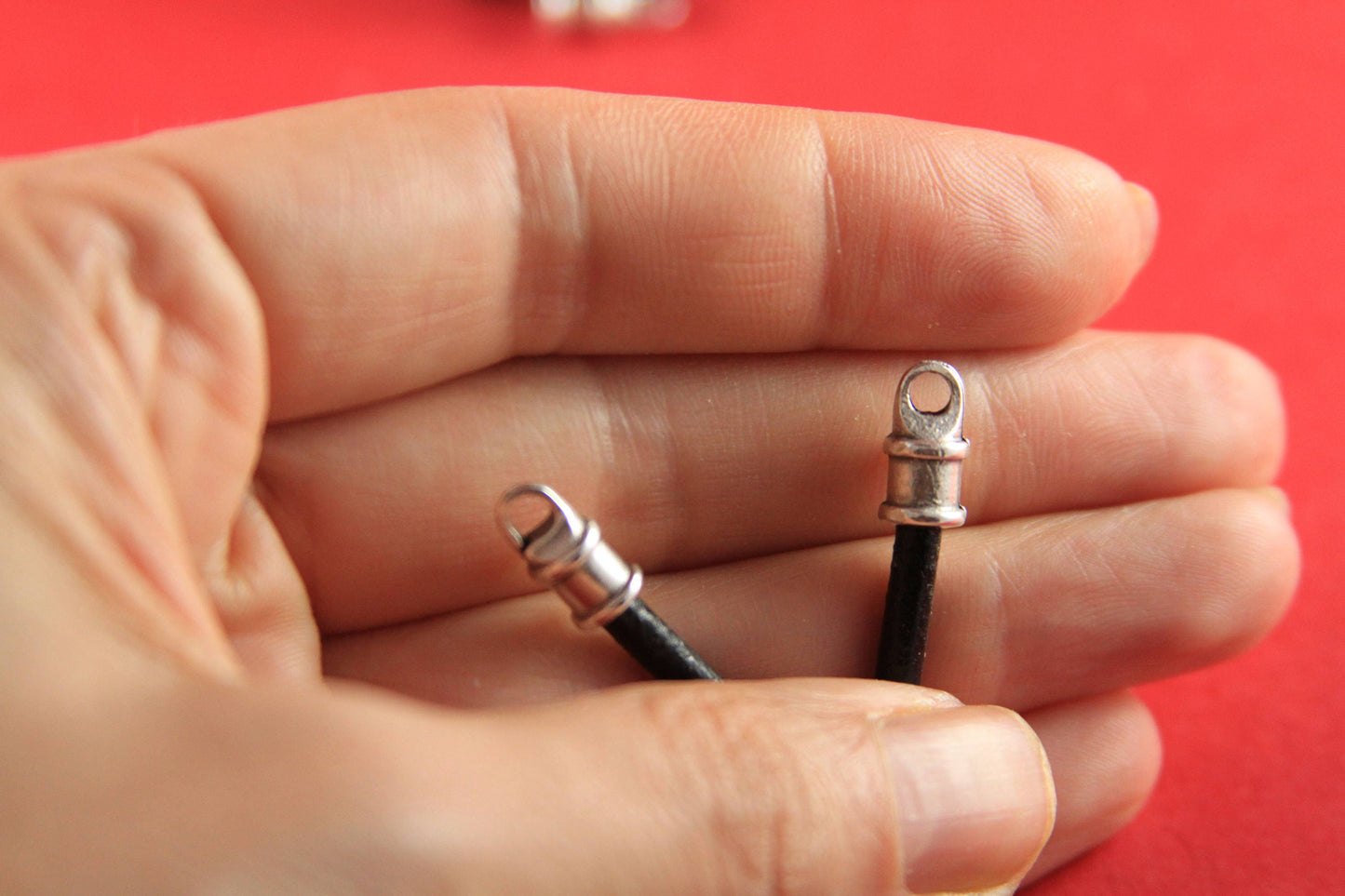 6/5 MADE in EUROPE 10 round cord ends, mykonos cord end caps, 3mm cord ends (X3495) Qty10