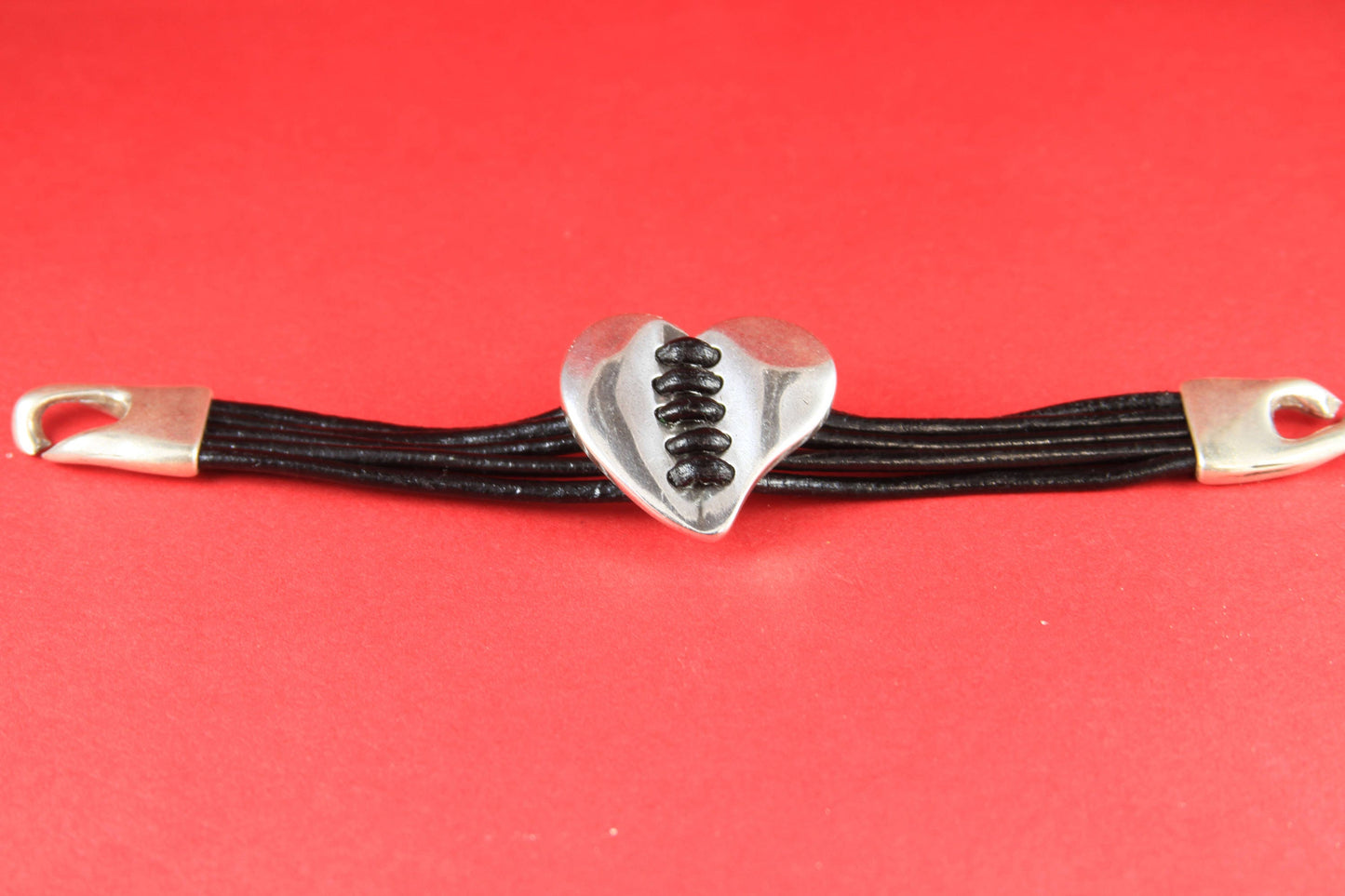 C0104>>MADE in EUROPE zamak heart connector, silver heart slider, stitched heart connector Qty1