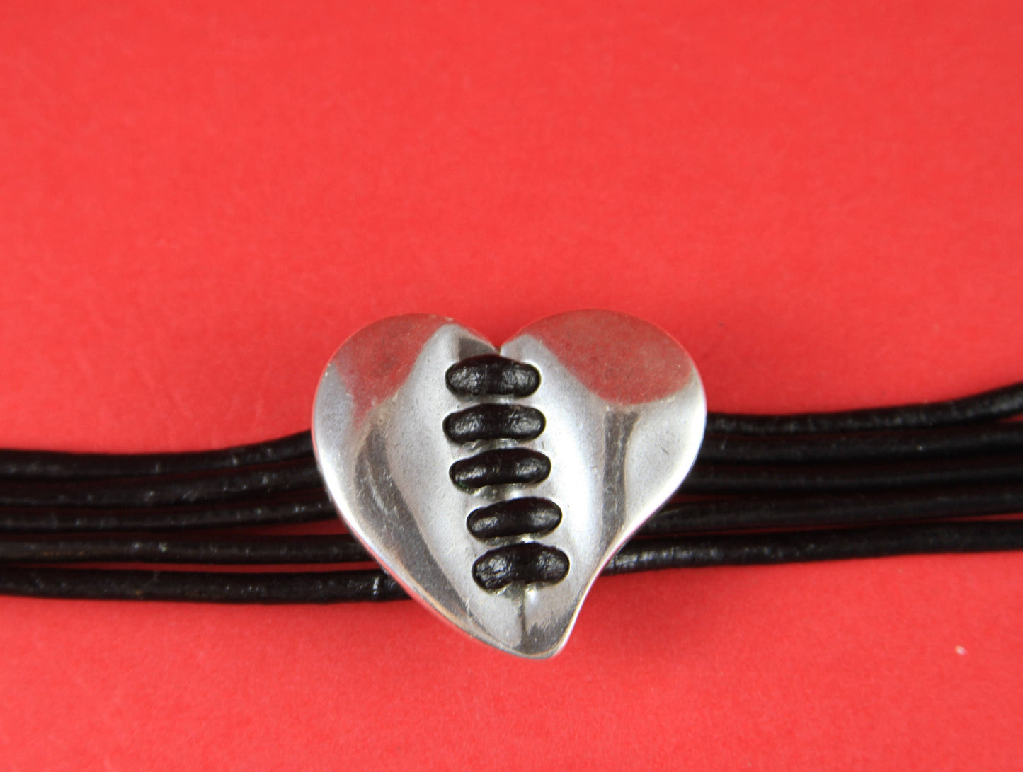 C0104>>MADE in EUROPE zamak heart connector, silver heart slider, stitched heart connector Qty1