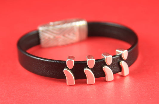 FS0228>>MADE IN EUROPE 4 zamak slider bars, flat cord slider, 10mm flat cord sliders, silver bar sliders Qty4