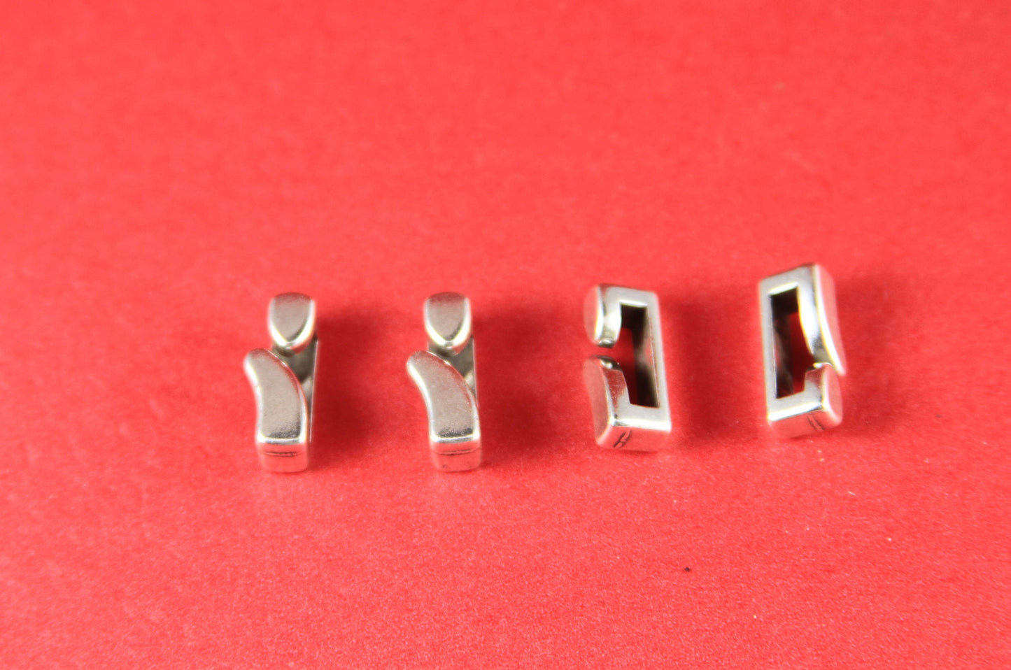 FS0228>>MADE IN EUROPE 4 zamak slider bars, flat cord slider, 10mm flat cord sliders, silver bar sliders Qty4