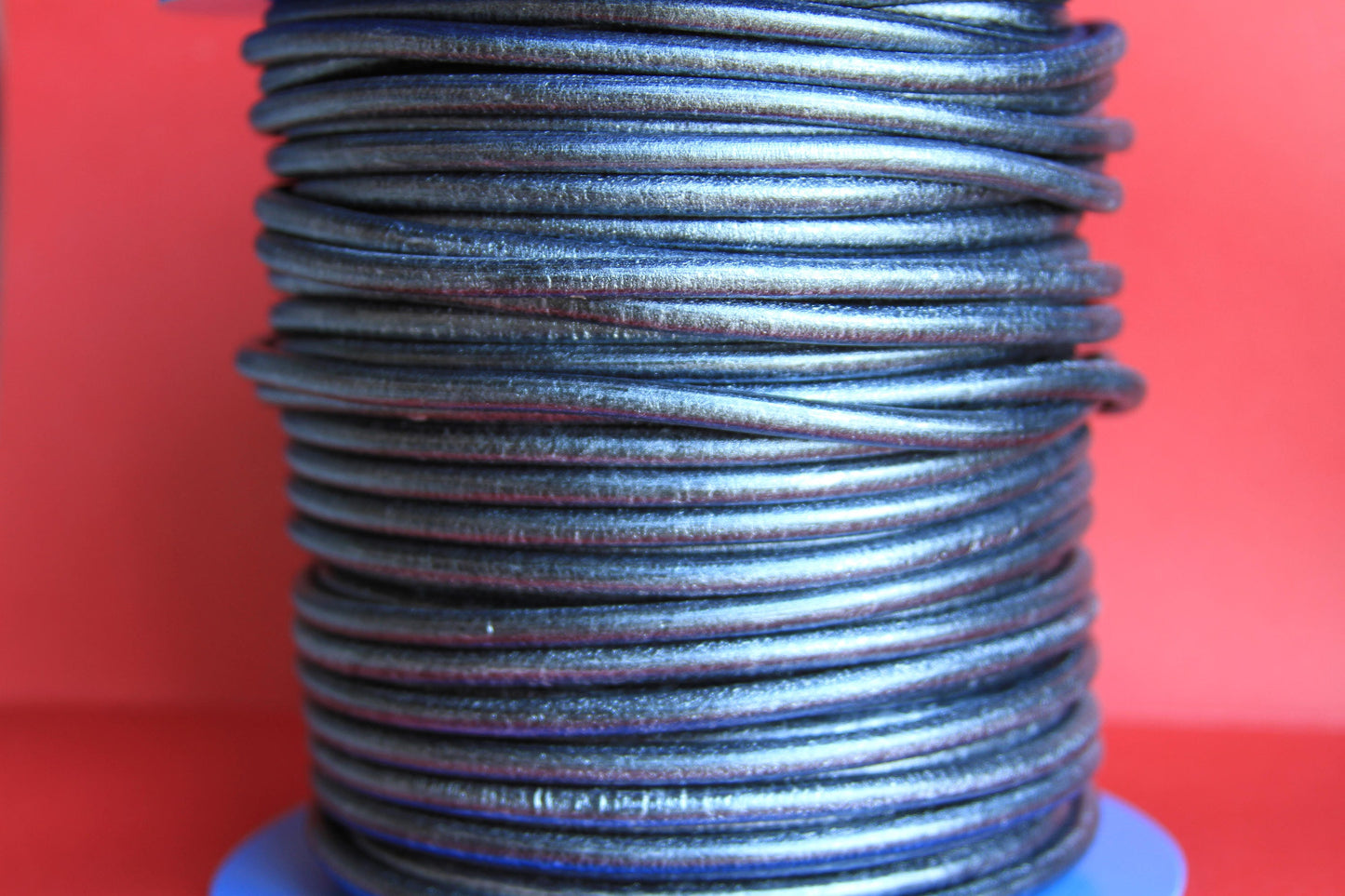 MADE IN SPAIN 2 feet (24"=61CM) metallic black round leather cord, 5mm round leather cord, (5Mtneg)