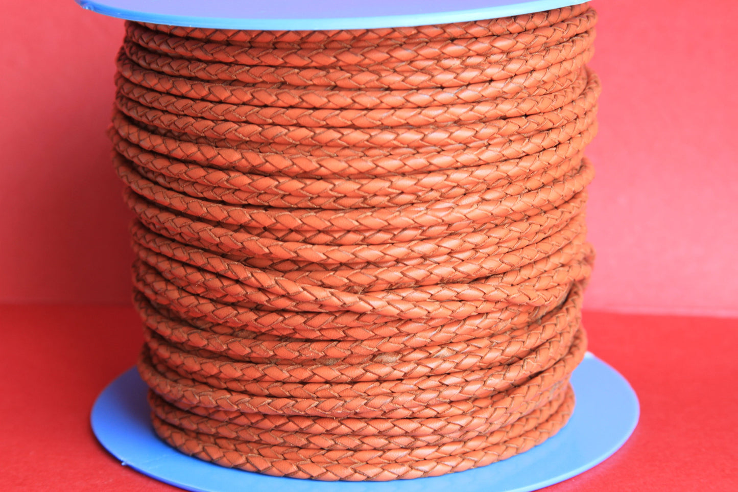 MADE IN SPAIN  24" of 3mm braided orange leather cord, braided leather cord, 3mm round braided  leather cord, (tr3nar)