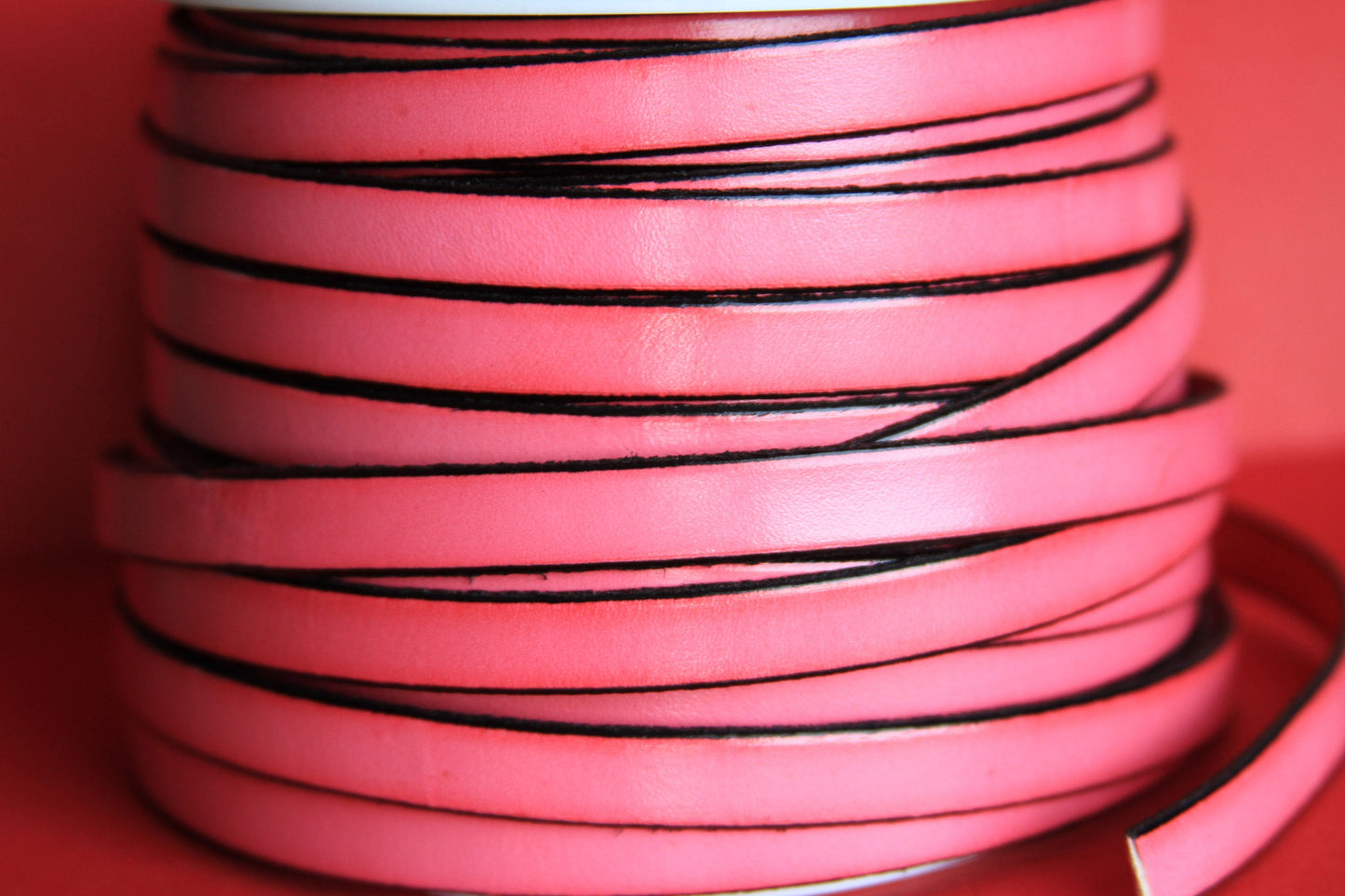 MADE in EUROPE 24" flat leather cord, 10mm leather cord, pink leather cord (221/10/23)