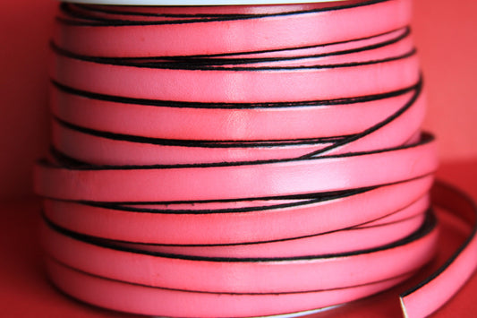 MADE in EUROPE 24" flat leather cord, 10mm leather cord, pink leather cord (221/10/23)