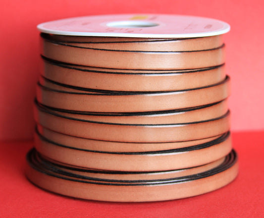 MADE in EUROPE 24" flat leather cord, 10mm leather cord, light brown genuine leather cord (221/10/03)