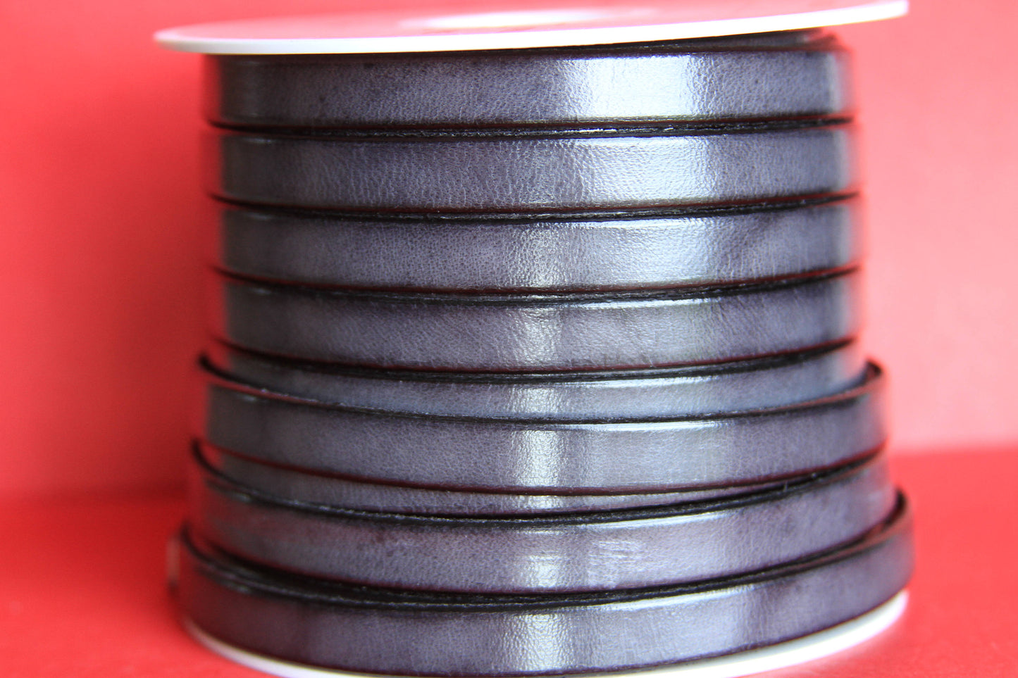 MADE in EUROPE 24" flat leather cord, 10mm leather cord, gray genuine leather cord (221/10/40)