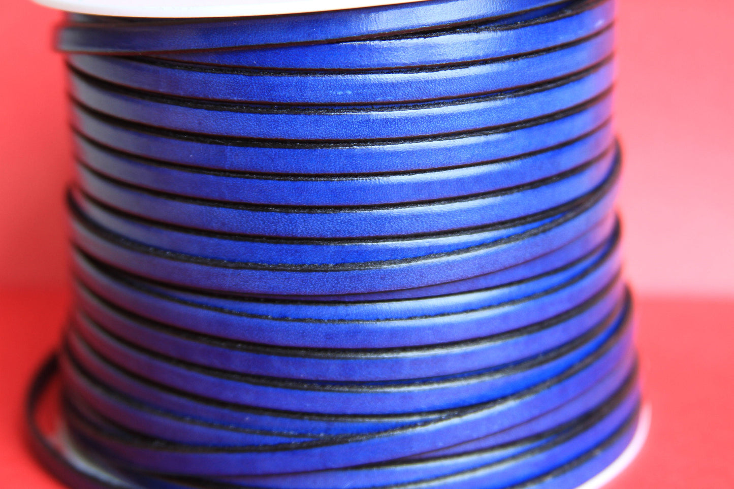 MADE in EUROPE 1 yard of 5mm flat leather cord, genuine leather 5mm strip, blue flat leather cord (221/05/04)