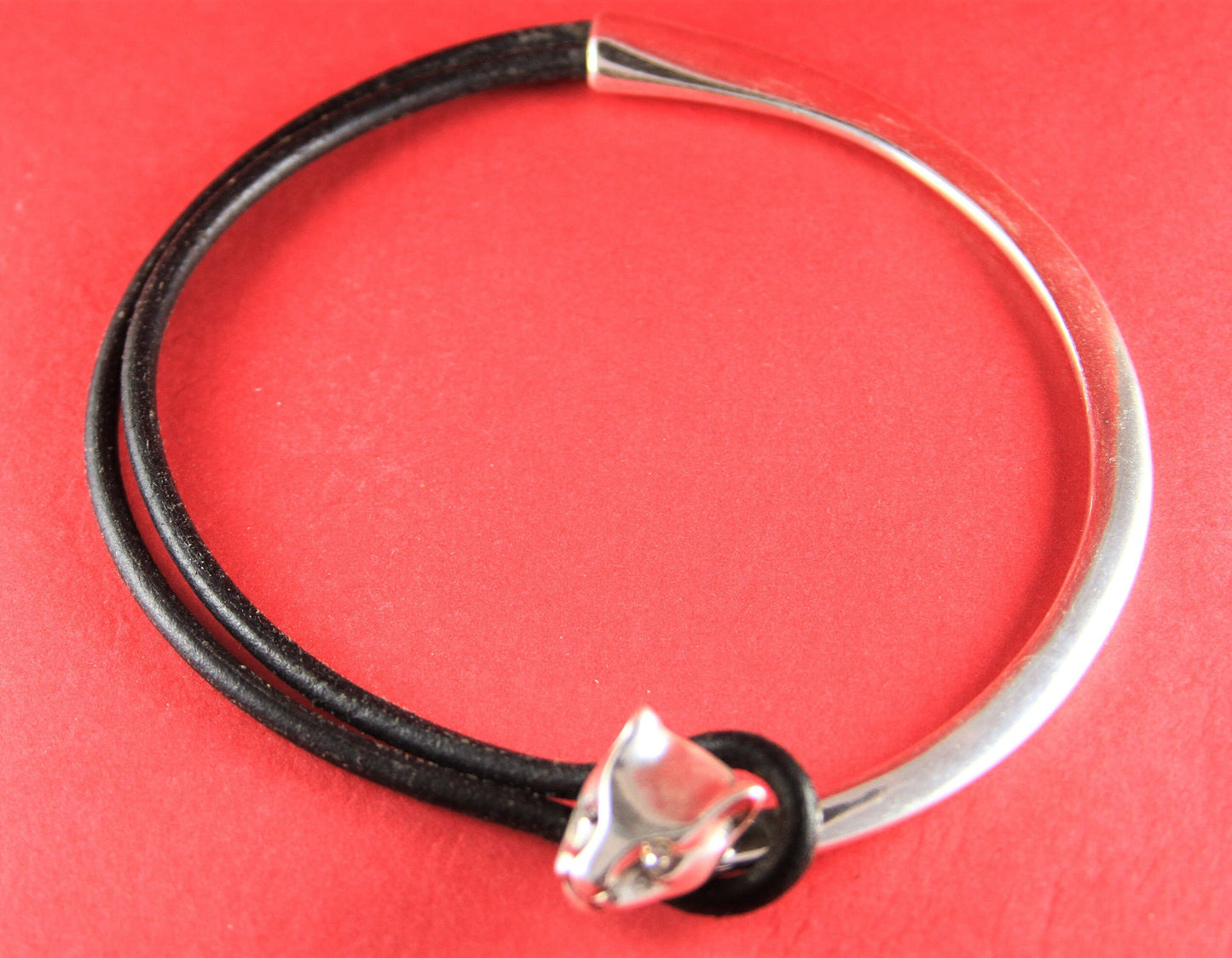 0136>> MADE in EUROPE zamak puma  half necklace, silver half necklace with strass, metal half necklace (4672cp/11)