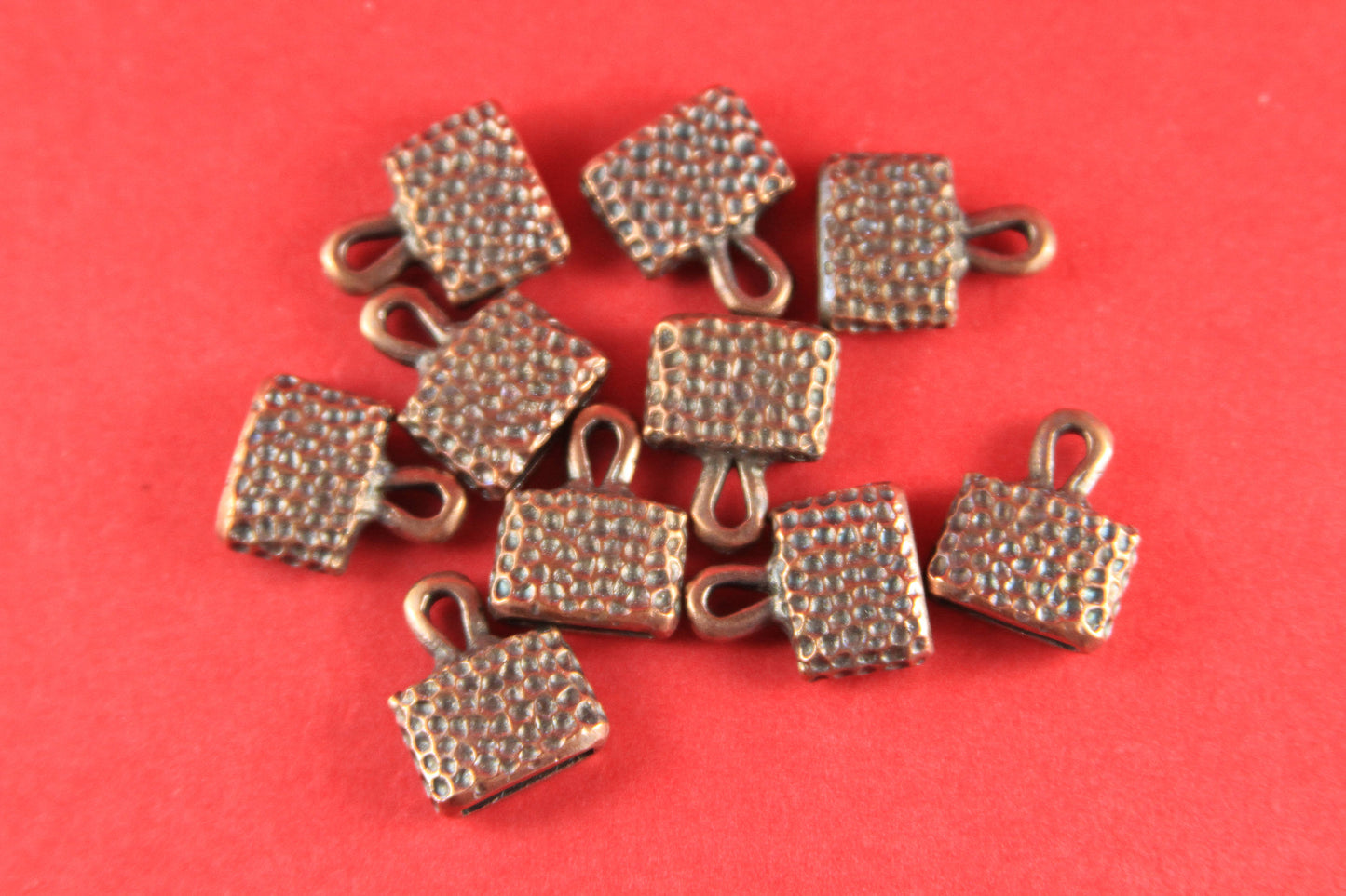 6/6 MADE IN EUROPE 2 cord ends, 12mm hole cord ends, leather cord end caps, hammered flat cord ends, flat leather cord end (X5851AC) Qty2
