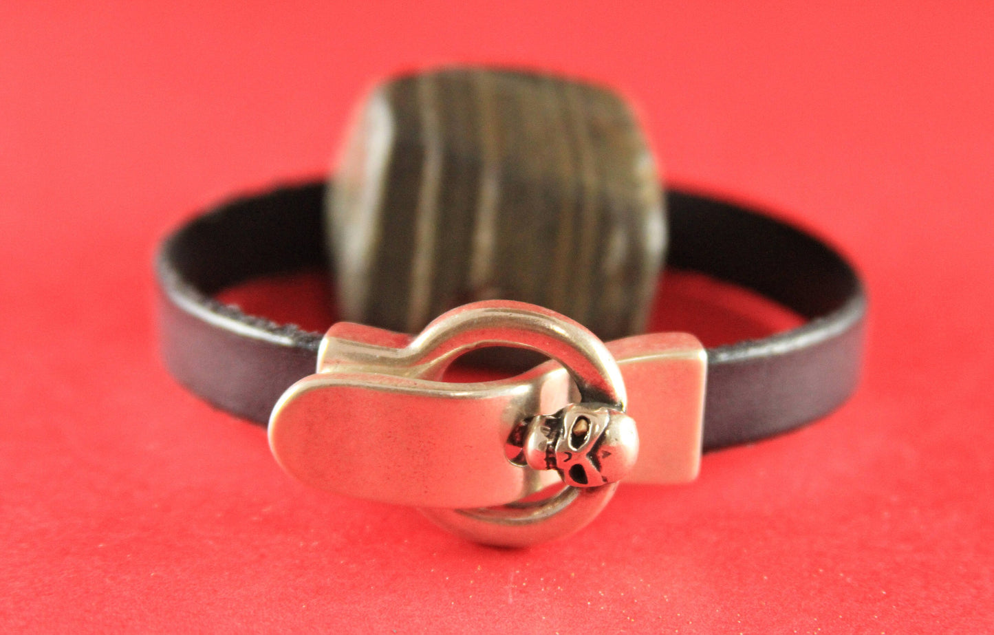 FC0276>>MADE in EUROPE zamak buckle clasp, 10mm cord skull buckle clasp, flat cord skull clasp qty1