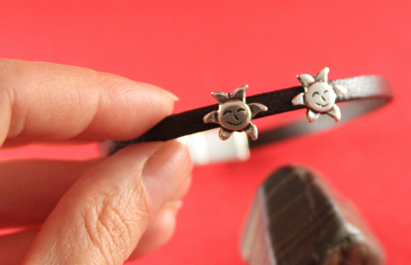 FS0194>>MADE in EUROPE 3 zamak sun sliders for 5mm flat cord, flat cord slider, zamak tiny sun sliders  qty3