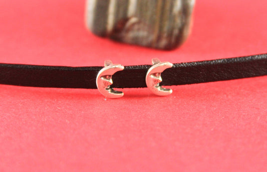 FS0230>>MADE in EUROPE 3 zamak half moon sliders for 5mm flat cord, flat cord slider, zamak tiny moon sliders qty3