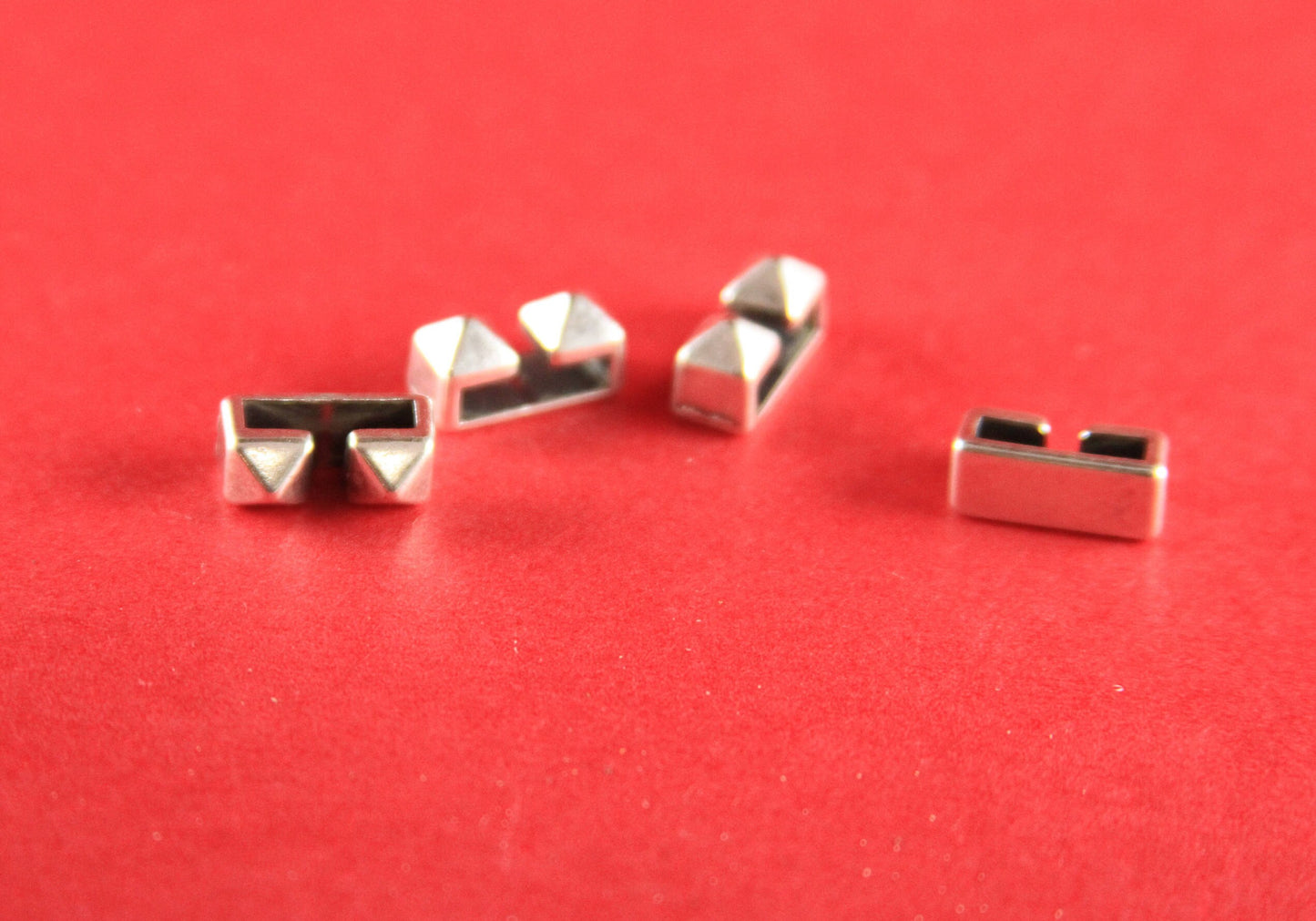 FS0148>>MADE in EUROPE 4 zamak sliders, 10mm flat cord slider bars, 10mm leather cord simple sliders, zamak sliders Qty4
