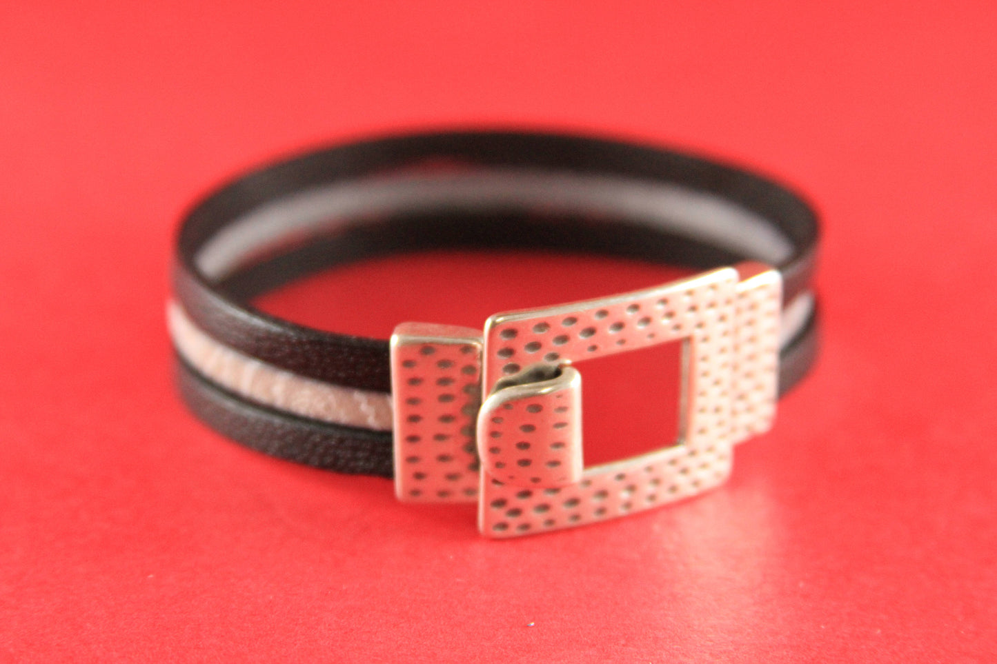 FC0024>>MADE in EUROPE zamak 15mm flat cord hammered clasp, 15mm flat dotted clasp, 15mm flat hook clasp (78909/15-6795) Qty1