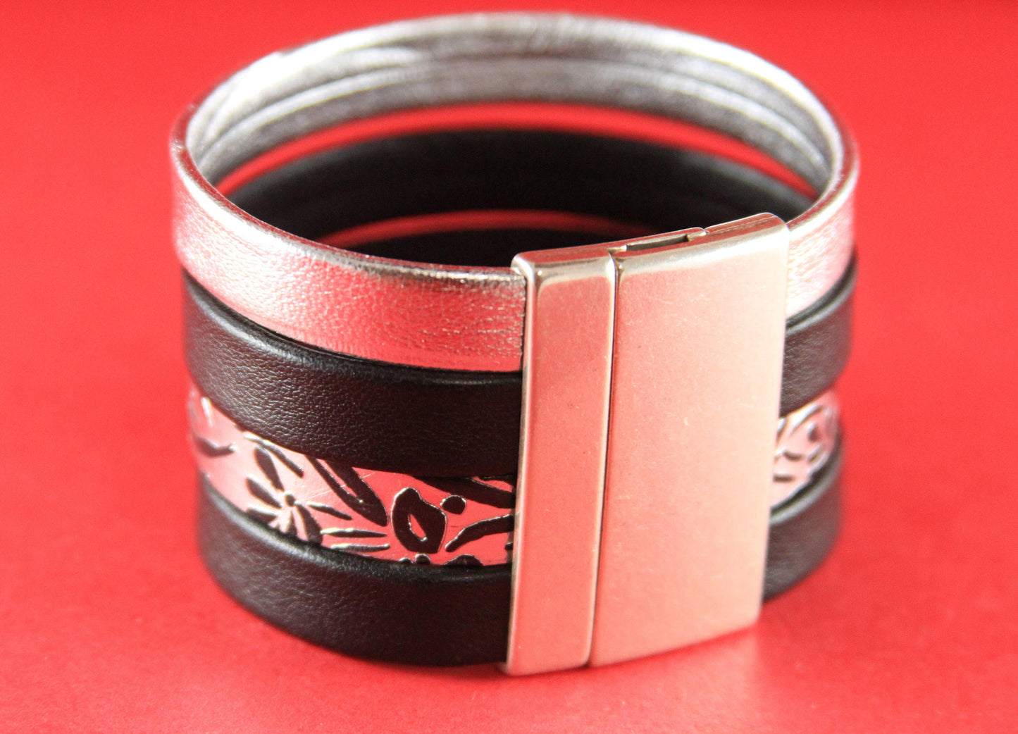 FC0090>> MADE in EUROPE flat cord magnetic clasp, 40mm flat cord clasp, large magnetic clasp (78933/40) qty1