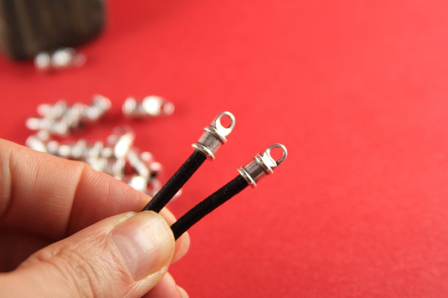 6/5 MADE in EUROPE 10 round cord ends, mykonos cord end caps, 3mm cord ends (X3495) Qty10