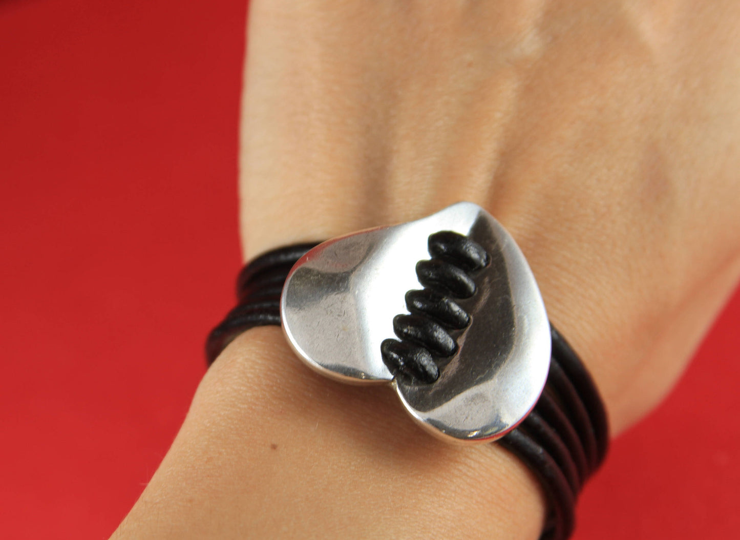 C0104>>MADE in EUROPE zamak heart connector, silver heart slider, stitched heart connector Qty1