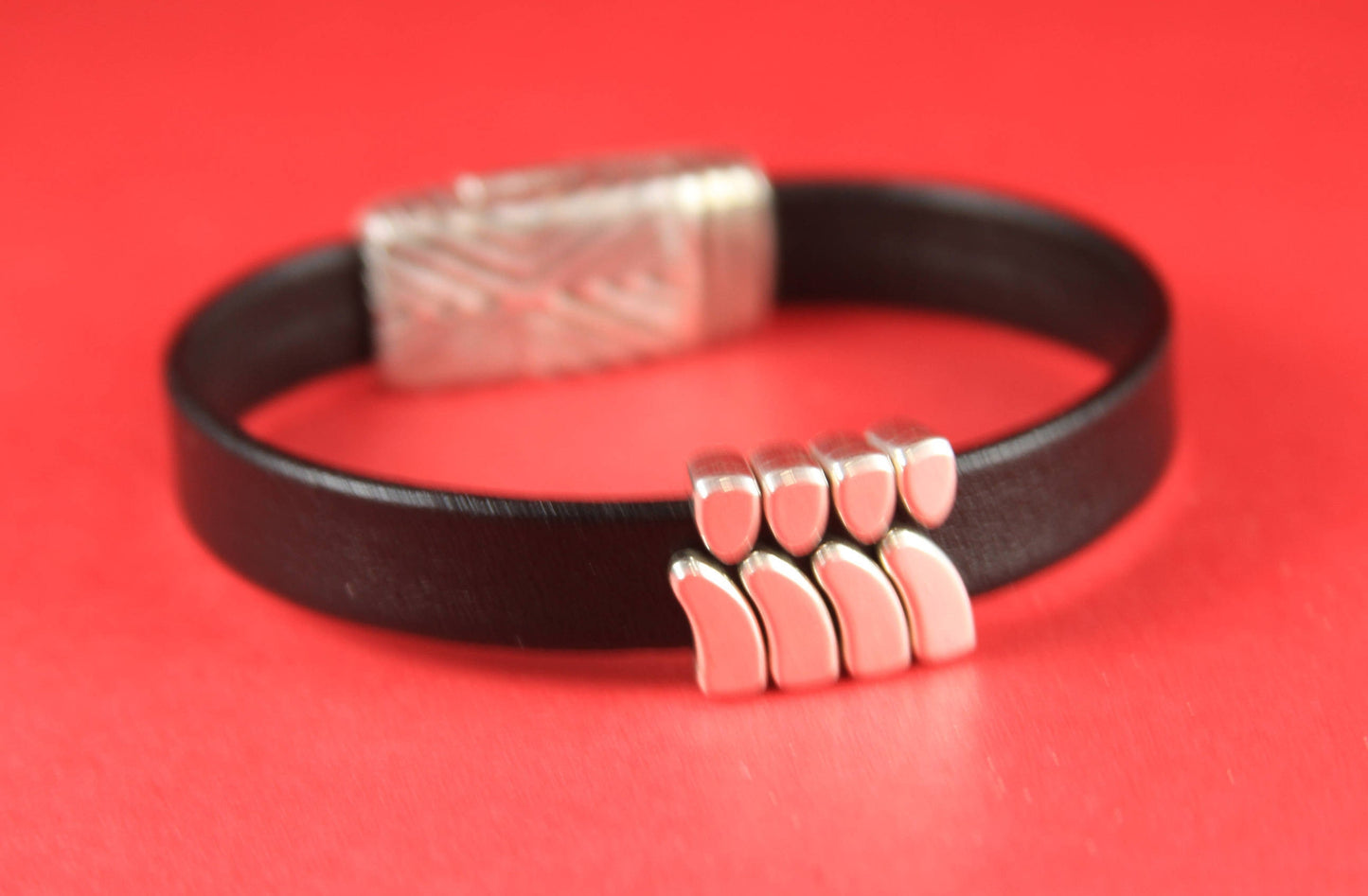 FS0228>>MADE IN EUROPE 4 zamak slider bars, flat cord slider, 10mm flat cord sliders, silver bar sliders Qty4
