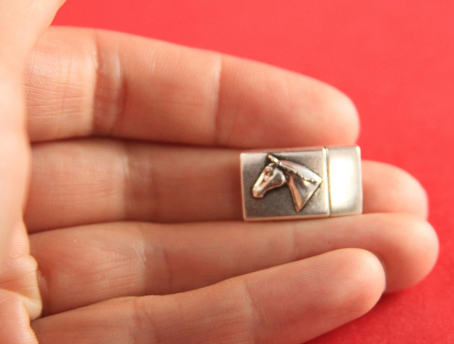 FC0143>>MADE in EUROPE zamak clasp, 10mm flat cord horse clasp, flat leather  clasp, horse clasp Qty1