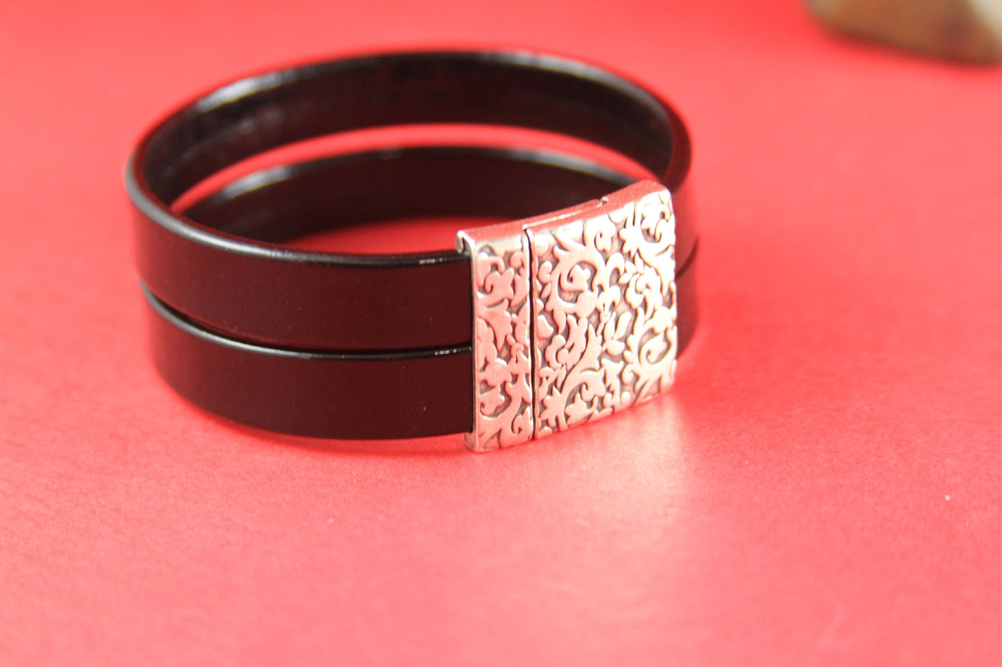 FC0089>>MADE in EUROPE zamak magnetic clasp, 20mm flat cord floral clasp, 20mm flat magnetic clasp, silver magnetic clasp Qty1