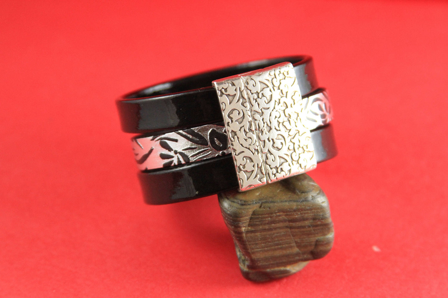 FC0007>>MADE in EUROPE flat cord floral magnetic clasp, 30mm flat cord clasp, large magnetic clasp (TM30X3FLS) qty1