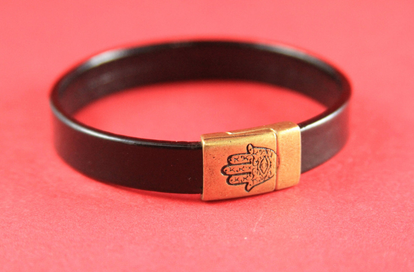 FC0181>>MADE in EUROPE zamak clasp, 10mm flat cord clasp, Hamsa hand clasp, Mano di Fatima clasp  Qty1