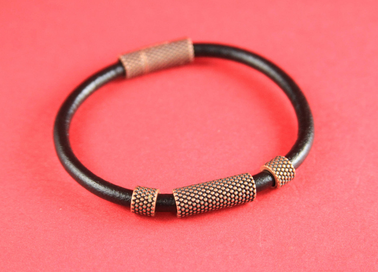 RS0080>>MADE in EUROPE zamak copper tube, 5mm hole zamak tube slider, 5mm copper beaded tube, round cord tube  (F777C) qty1