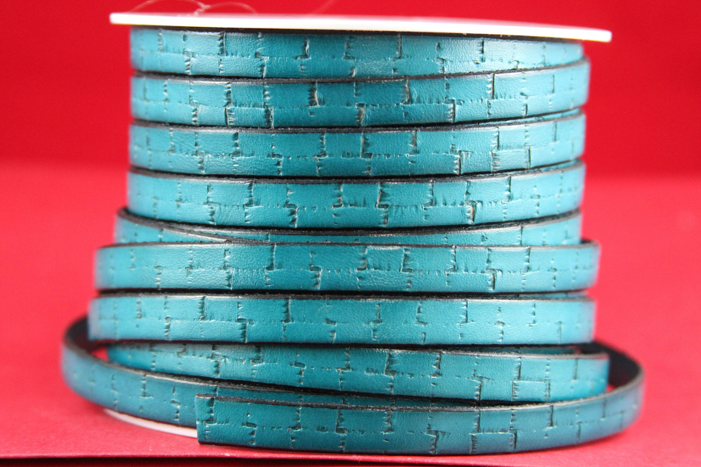 MADE in SPAIN 24" flat leather cord, 10mm flat engraved leather cord for bracelet, embossed 10mm leather cord (505/10/08)