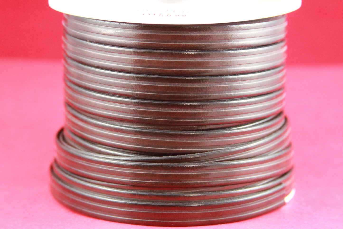 MADE in EUROPE 24" flat leather cord, embossed 10mm dark brown leather cord, genuine leather cord (497/10/02)