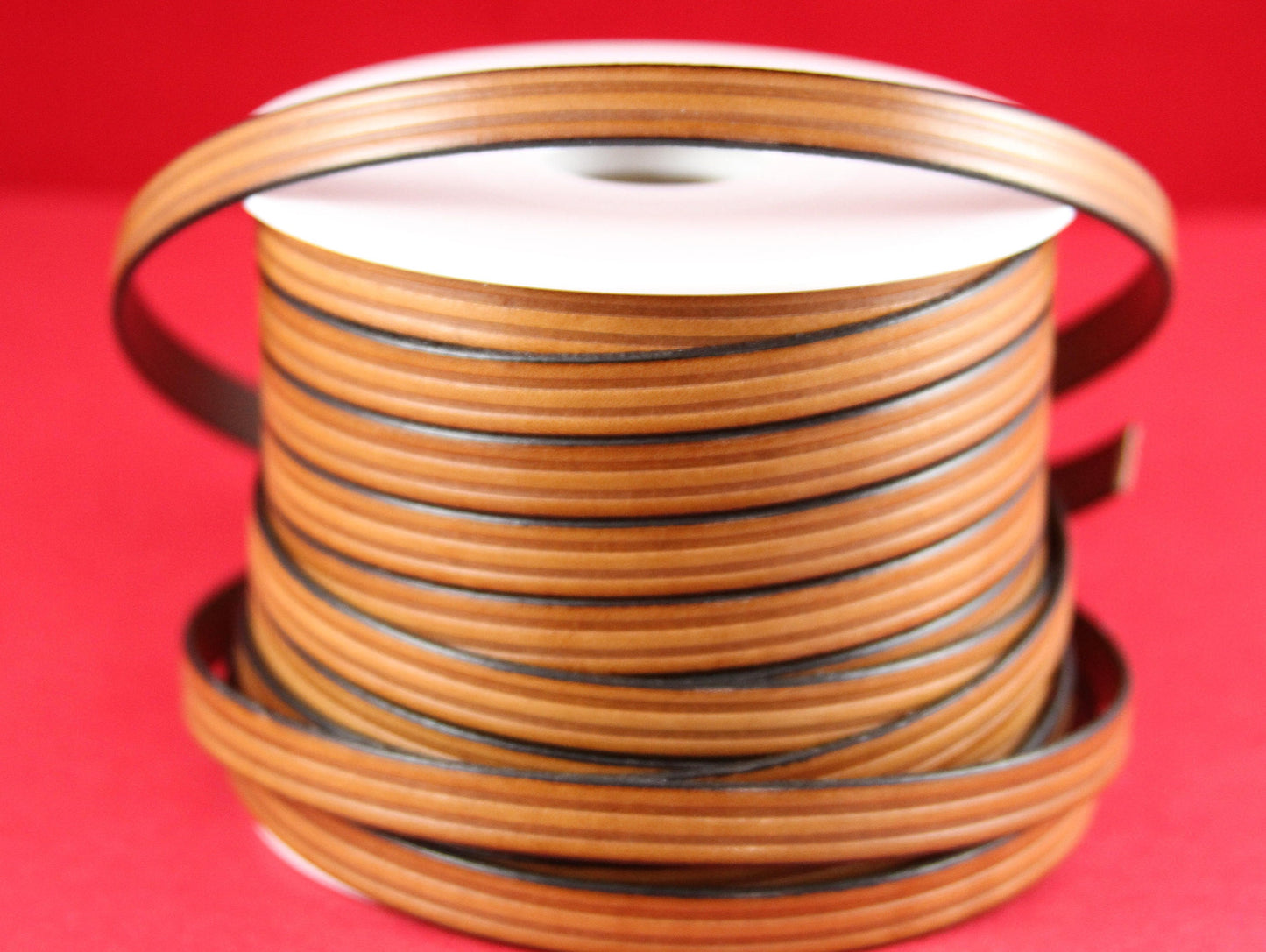 MADE in EUROPE 24" flat leather cord, 10mm leather cord, brown embossed leather cord (497/10/33)