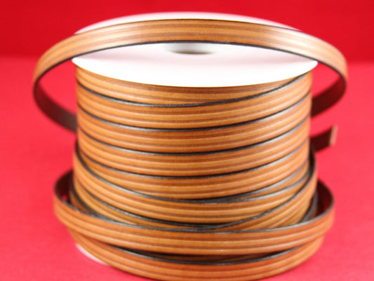 MADE in EUROPE 24" flat leather cord, 10mm leather cord, brown embossed leather cord (497/10/33)