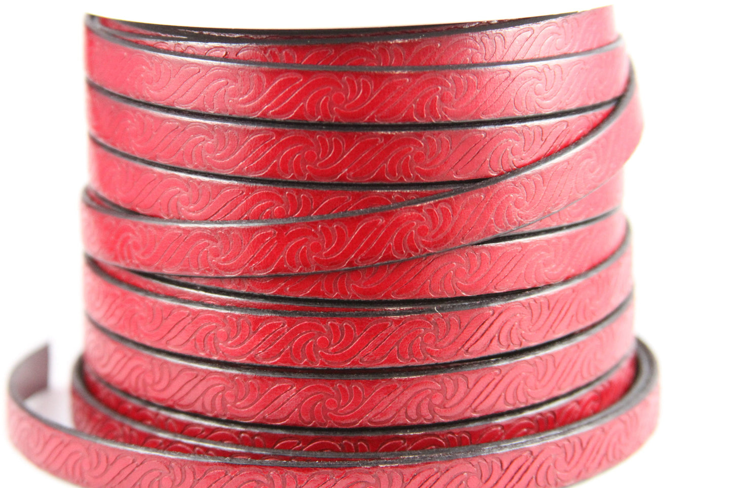 MADE in EUROPE 24" flat leather cord, embossed 10mm leather cord, engraved leather cord (499/10/27)