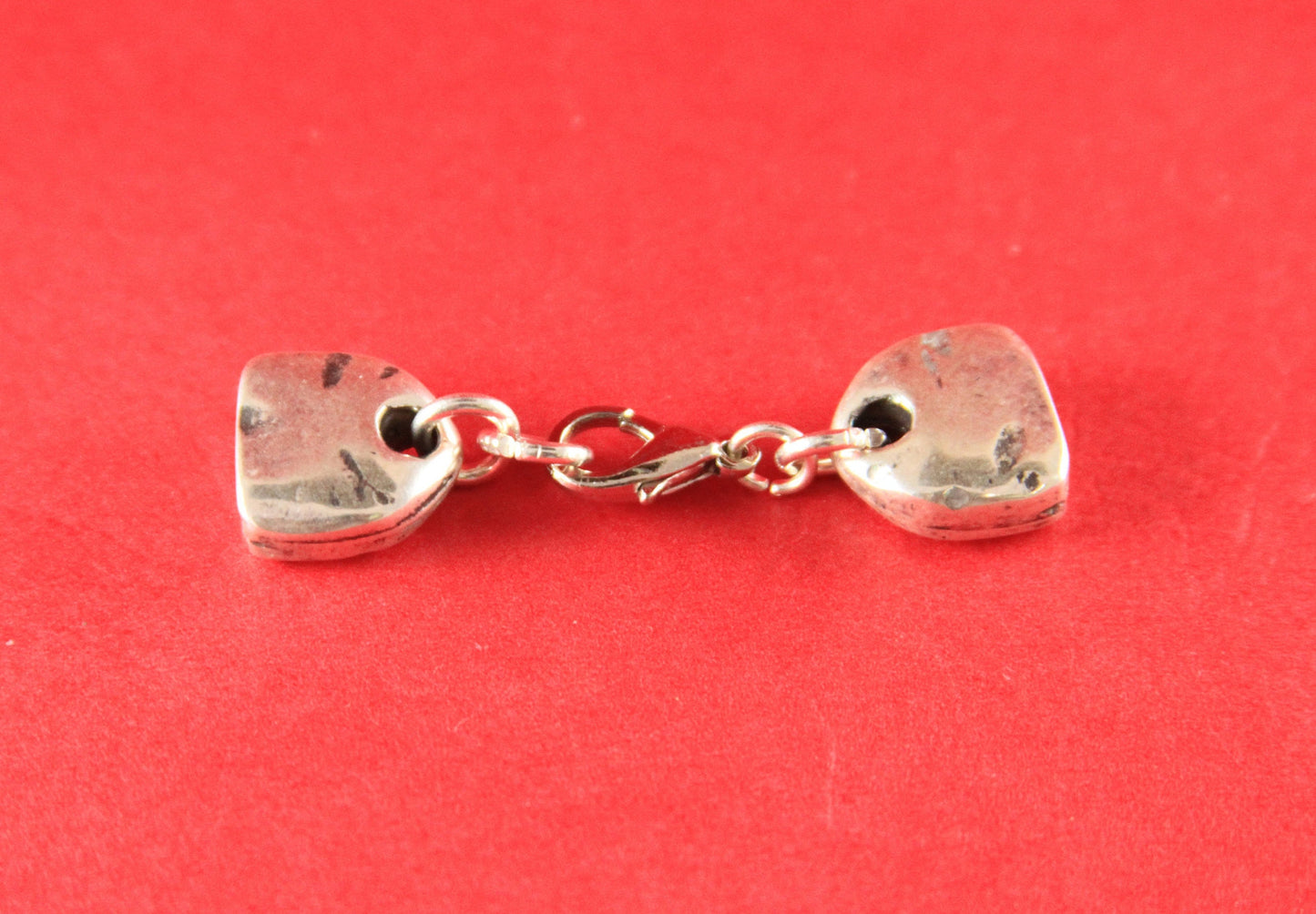 FC0275>>MADE in EUROPE zamak hammered flat clasp, 10mm flat cord hammered zamak clasp with lobster hook , (76841/10) Qty1
