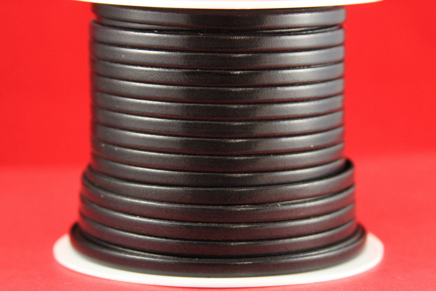 MADE in EUROPE 1 yard of 5mm flat leather cord, genuine leather 5mm strip, black flat leather cord