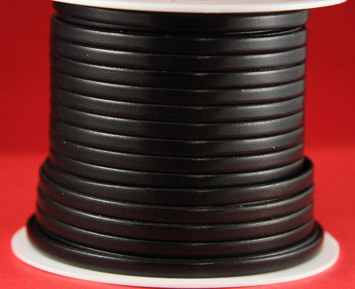 MADE in EUROPE 1 yard of 5mm flat leather cord, genuine leather 5mm strip, black flat leather cord