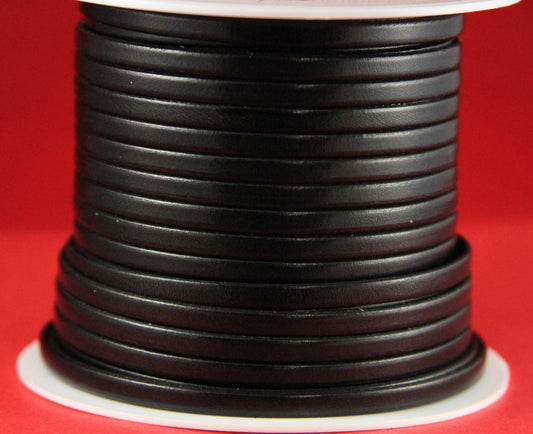 MADE in EUROPE 1 yard of 5mm flat leather cord, genuine leather 5mm strip, black flat leather cord
