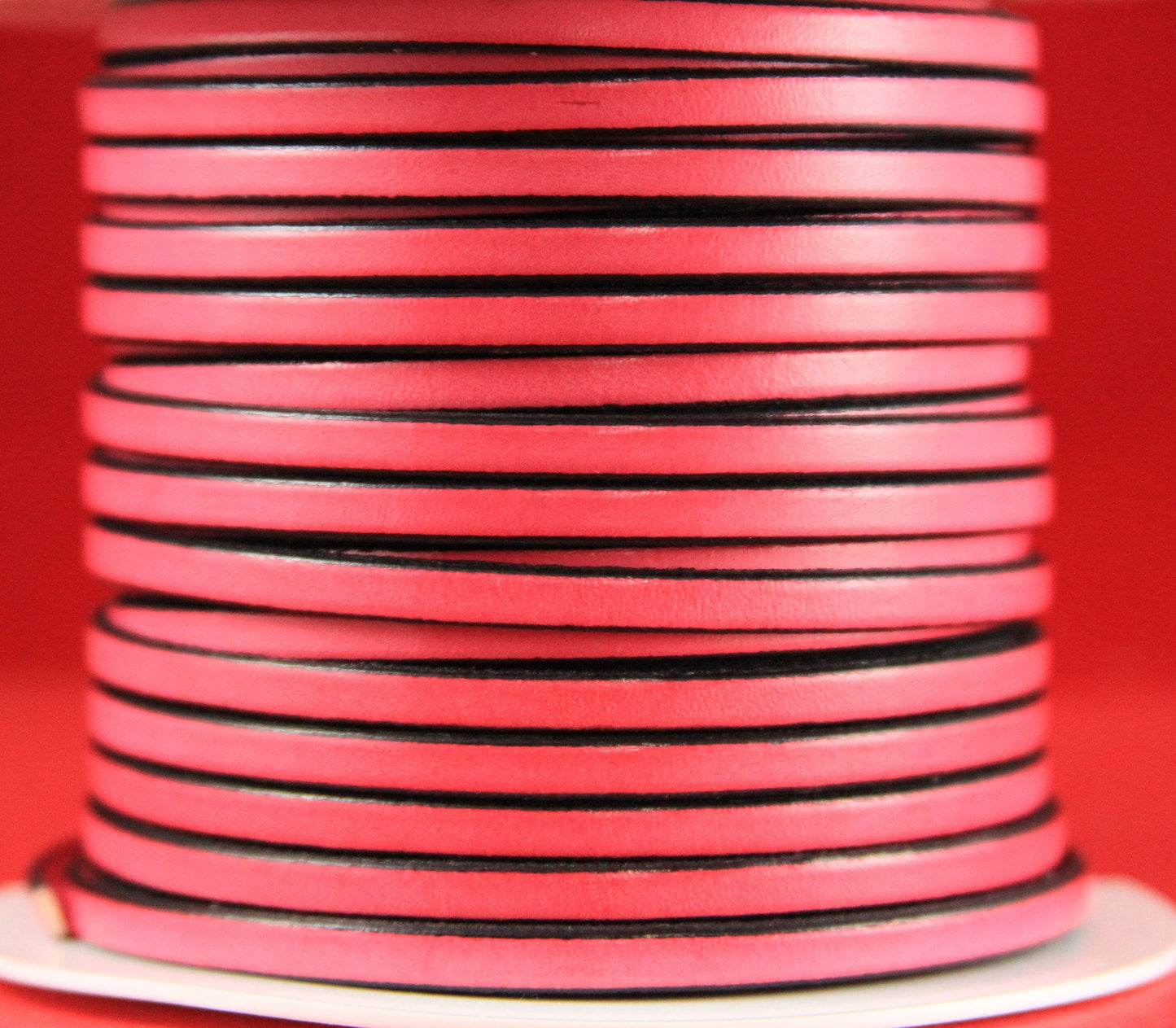 MADE in EUROPE 1 yard of 5mm flat leather cord, genuine leather 5mm strip, pink flat leather cord (221/05/23)
