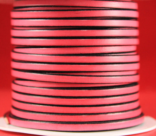 MADE in EUROPE 1 yard of 5mm flat leather cord, genuine leather 5mm strip, pink flat leather cord (221/05/23)